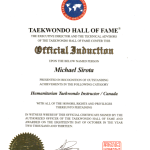 TKD Hall of Fame Certificate